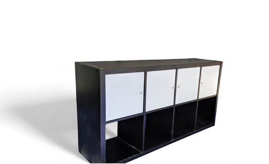 Black Storage Shelves with Removable Doors – L150cm x H80cm x W40cm