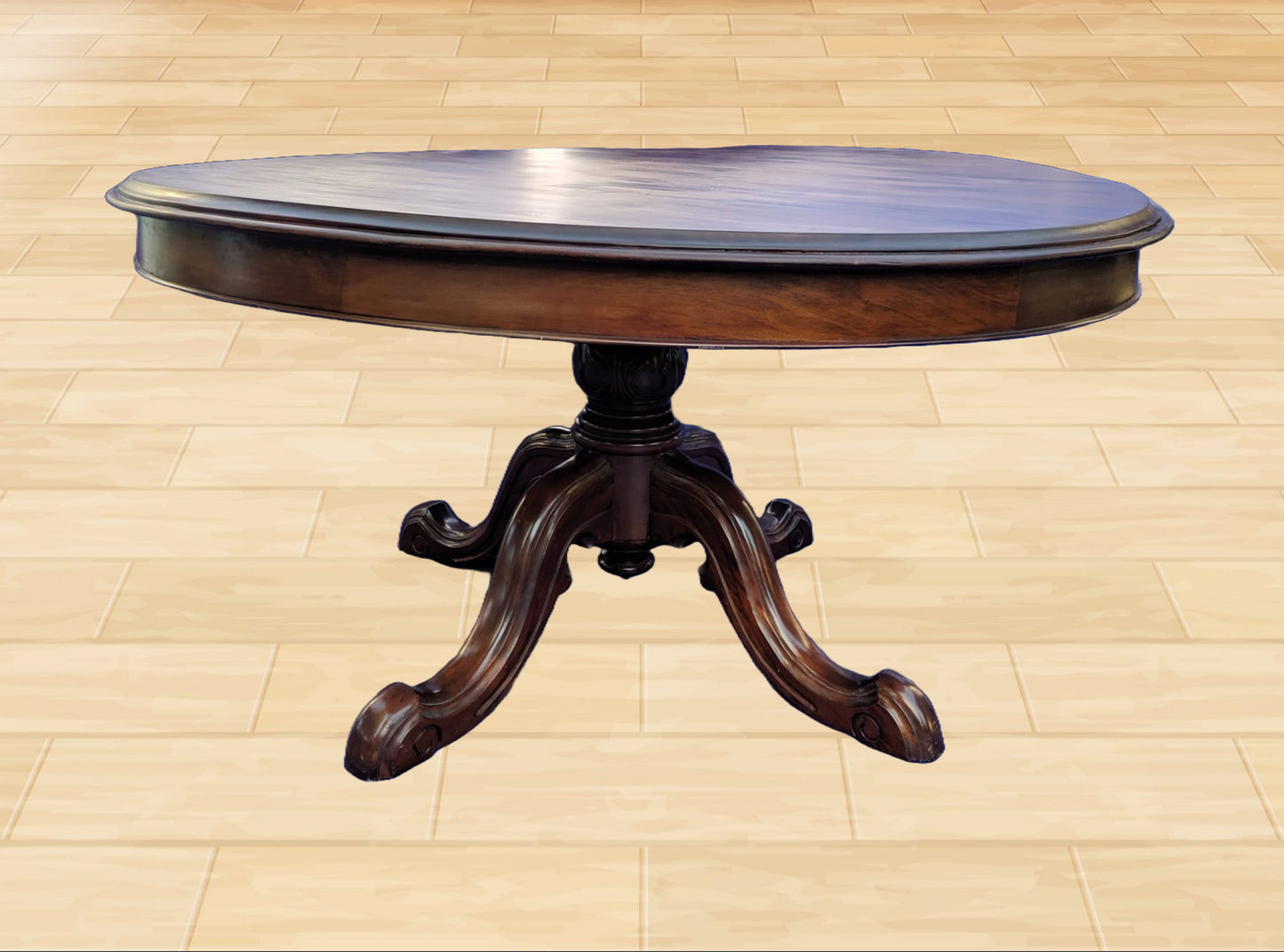 Solid Walnut Antique Round Table – 150 cm Diameter